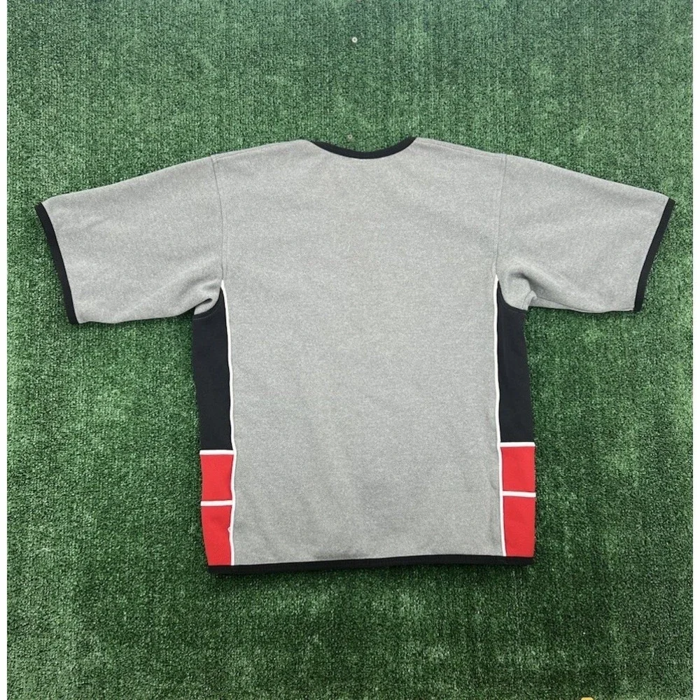 Vintage 90s Nike Sportswear T Shirt Mens Medium Gray V Neck Short Sleeve Tee